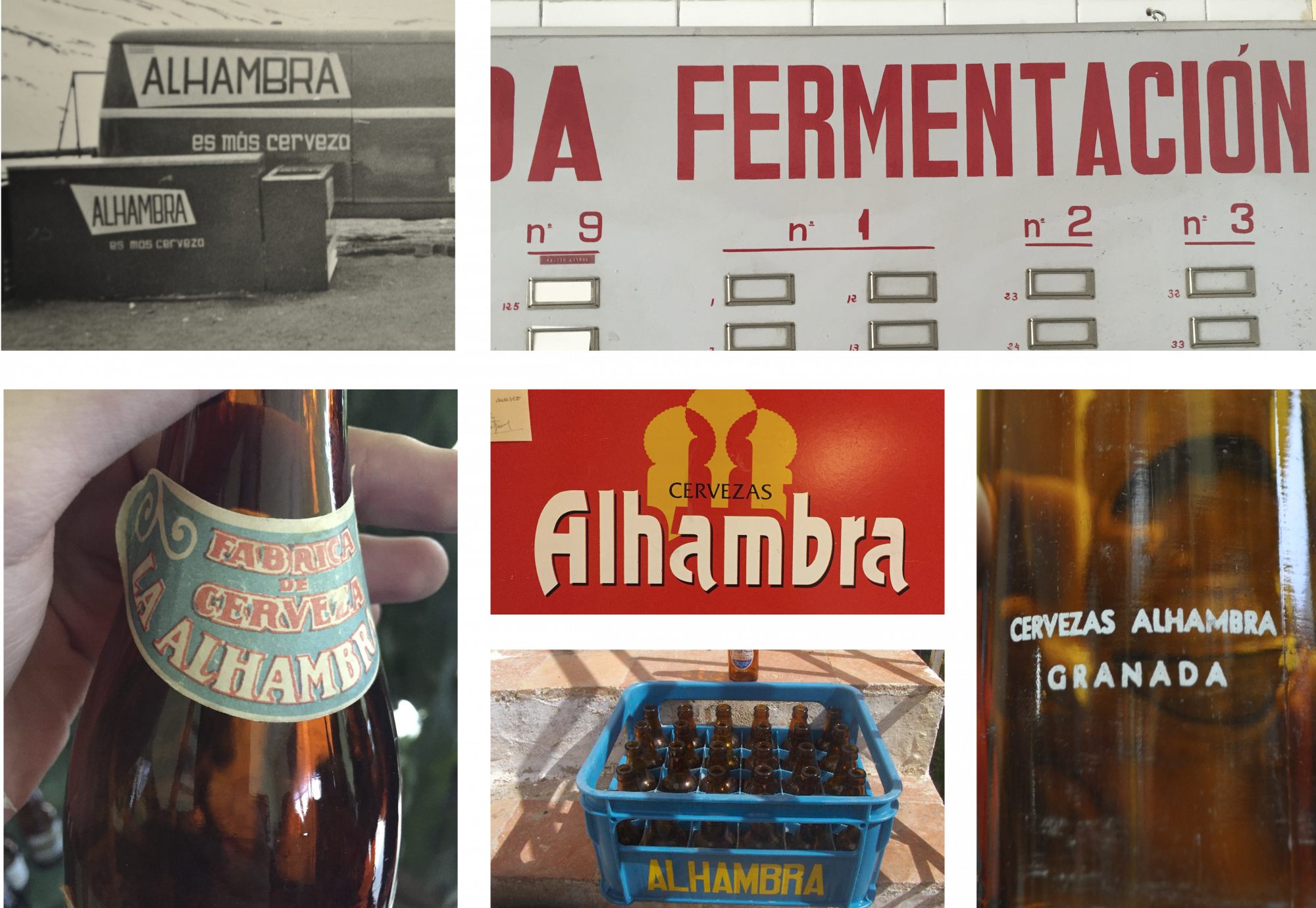 Un collage de imágenes muestran las diferentes tipografías que se encontraron en la fábrica de Granada